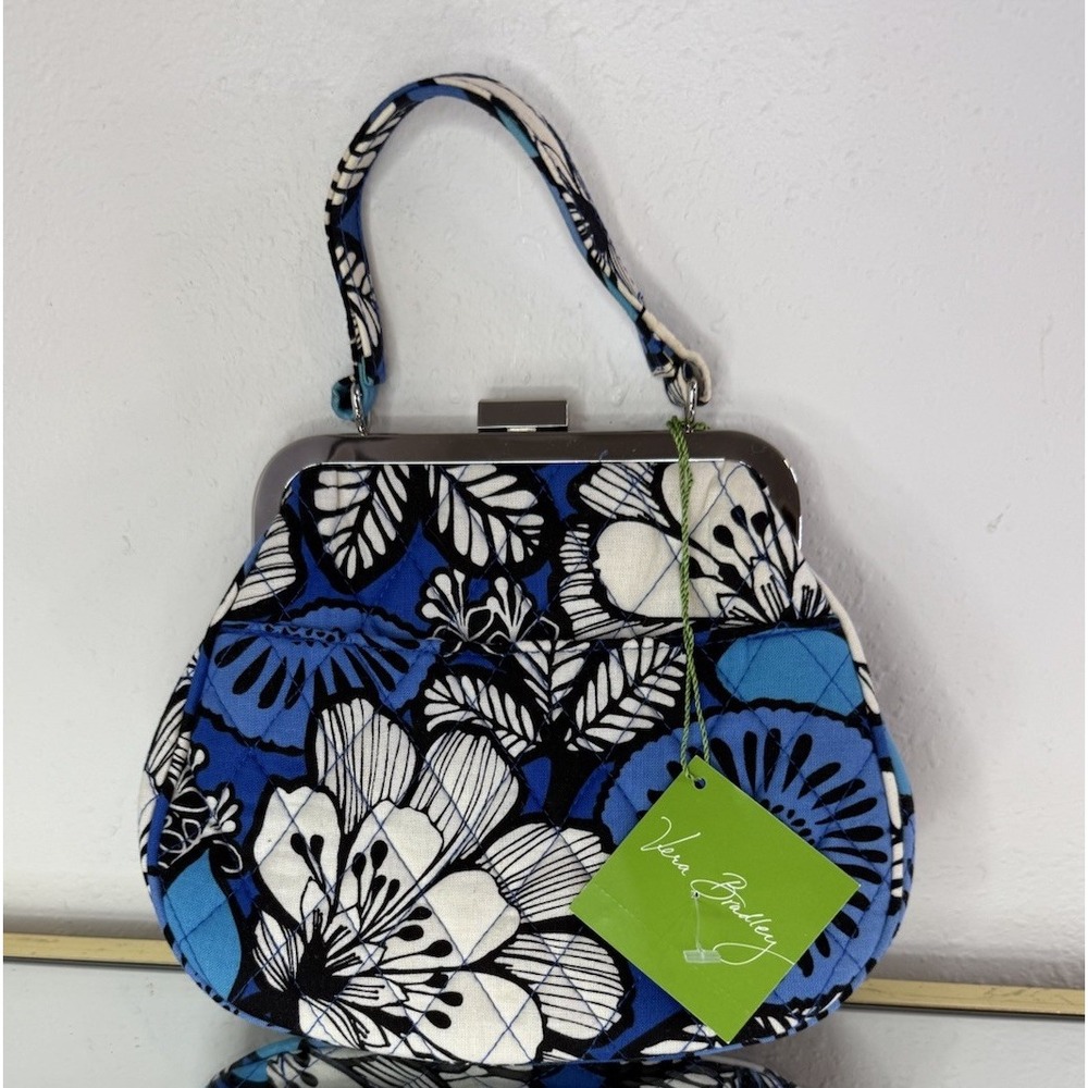 NEW VERA BRADLEY Blue Bayou Snap On kiss lock, Purse, Crossbody Removable Strap - Picture 3 of 16